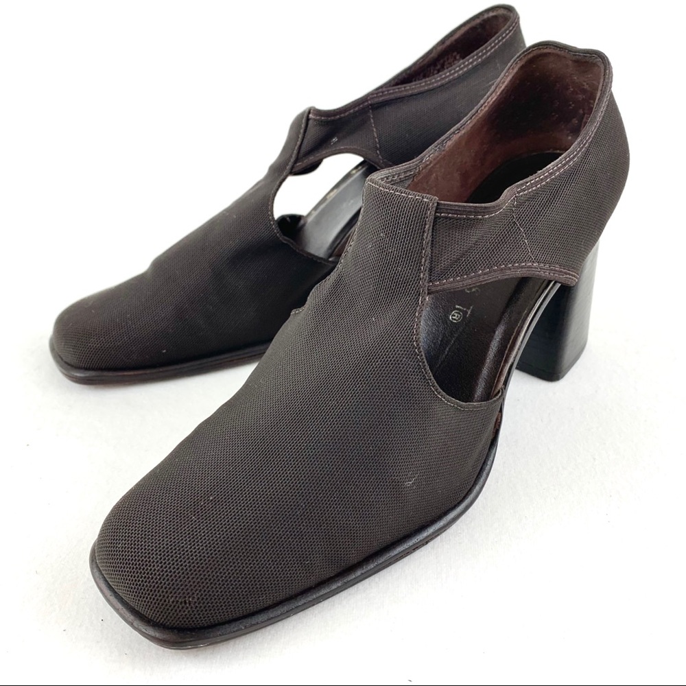 Nine West Shoes Chunky Heels Leather Sole Size 8